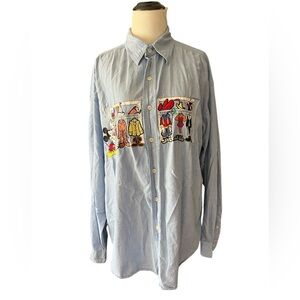 Vintage 90s The Disney Store Denim Mickey Mouse Button Down Shirt-Adult XL